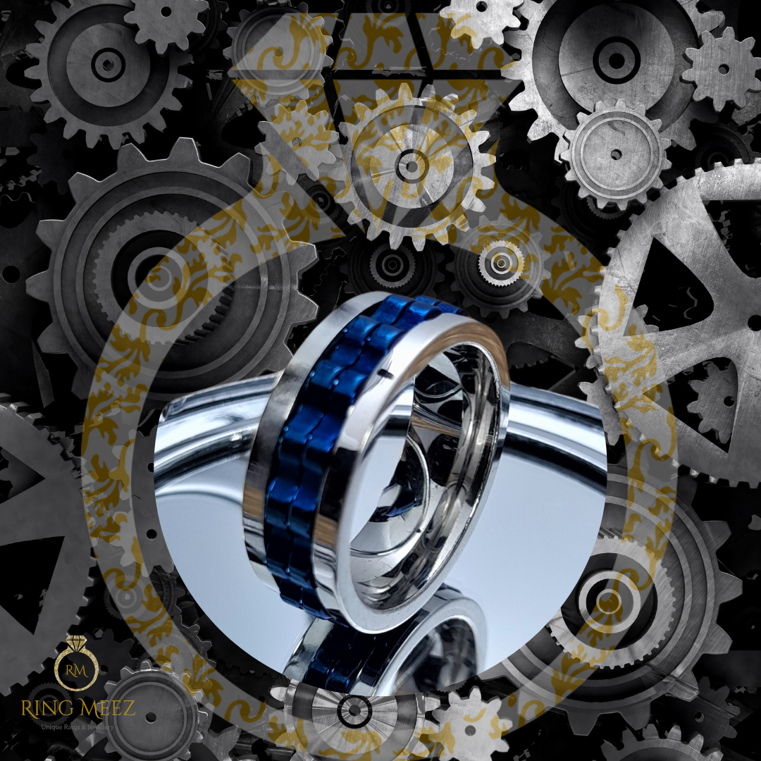 The Steel & Blue Gear-Cog Spinner